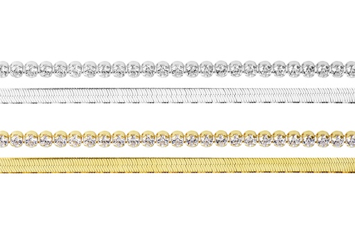 Pulsera plata 925 doble riviere y snake plana