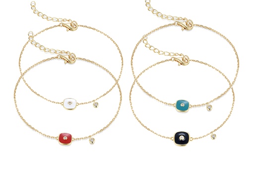 Sterling silver squared zirconia and enamel bracelet