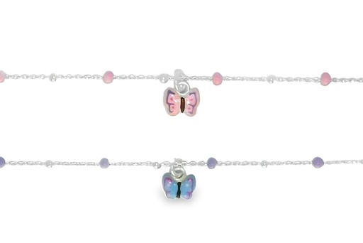 Pulsera plata 925 mariposa 5x7mm esmalte