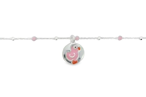 [16225B13E2EROPL] Sterling silver enamel little duck bracelet