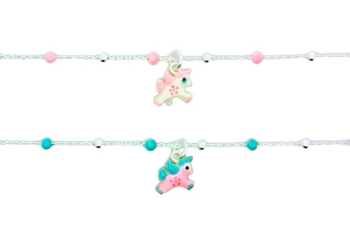 Sterling silver enamel unicorn bracelet