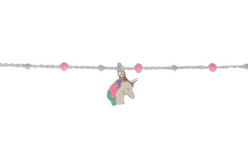 [16236B13E2EMXPL] Sterling silver enamel unicorn head bracelet