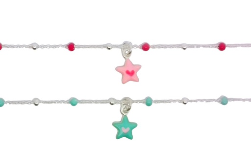 Sterling silver enamel star heart inside bracelet