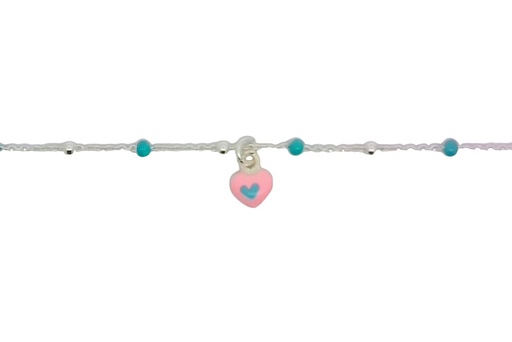 [16242B13E2EROPL] Sterling silver enamel heart bracelet