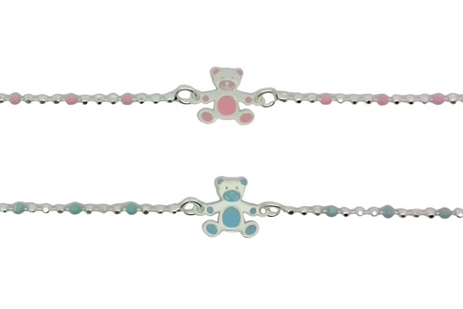 Sterling silver enamel teddy bracelet