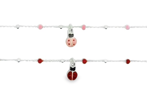 Sterling silver enamel ladybug bracelet