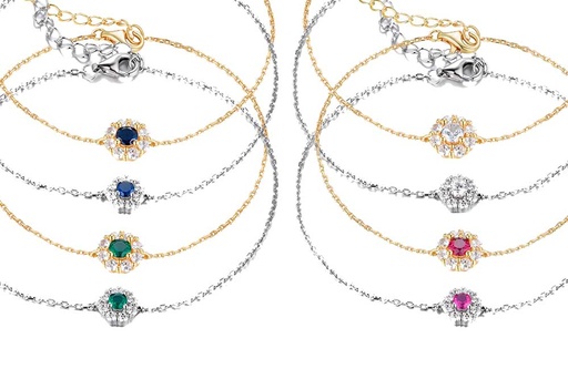 Sterling silver zirconia flower bracelet