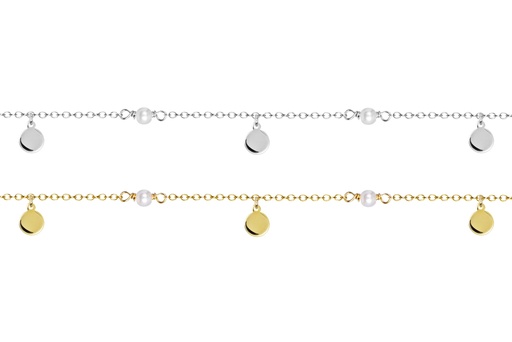 Sterling silver mini tag & pearl bracelet