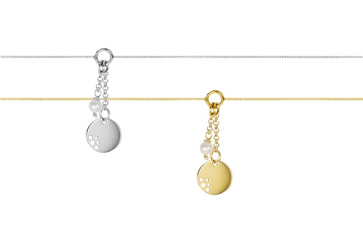 Pulsera plata 925 cadena perla 4mm y placa perforada 9mm