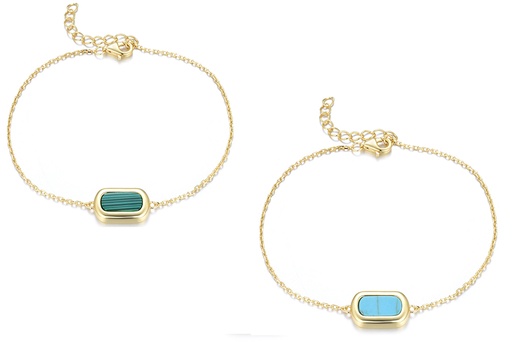 Sterling silver malachite & turquoise stones bracelet