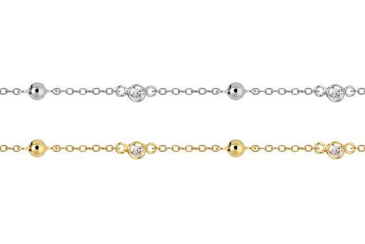 Sterling silver zirconia & 4mm beads bracelet