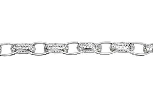 [16751B1800ZBLBRRD] Sterling silver link zirconia bracelet