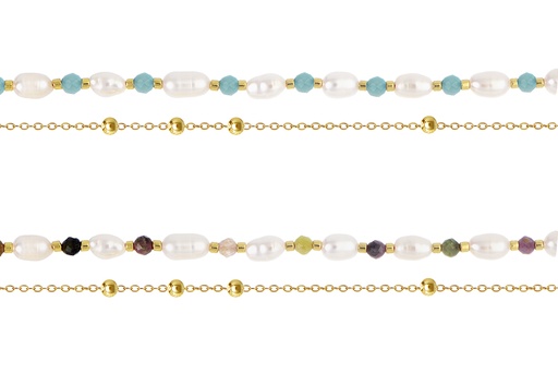 Sterling silver semiprecious stone & pearl bracelet