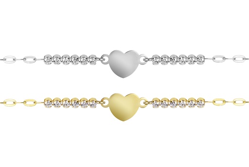 Sterling silver 7x8mm heart & zirconia bracelet