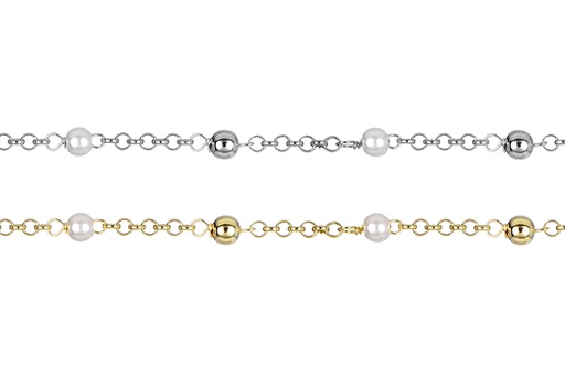 Pulsera plata 925 perlas y bolas de 4mm intercaladas