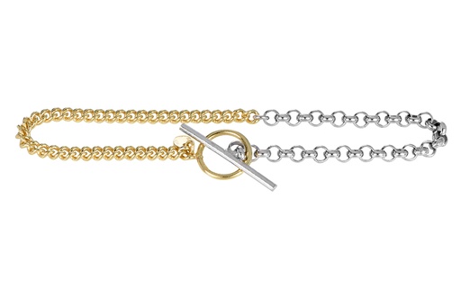 [16873B1800RDDO] Pulsera plata 925 barbada y rolo media caña