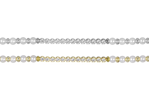 Sterling silver pearl & zirconia bracelet