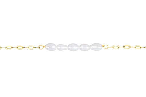 [16876B16E3PBLDO] Pulsera plata 925 perla de rio cadena forzada oval pisada