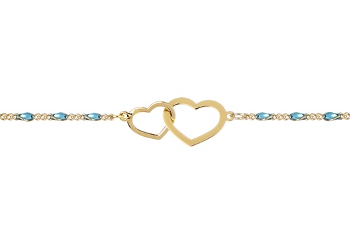 [16893B16E3ETUDO] Sterling silver double hearts enamel bracelet