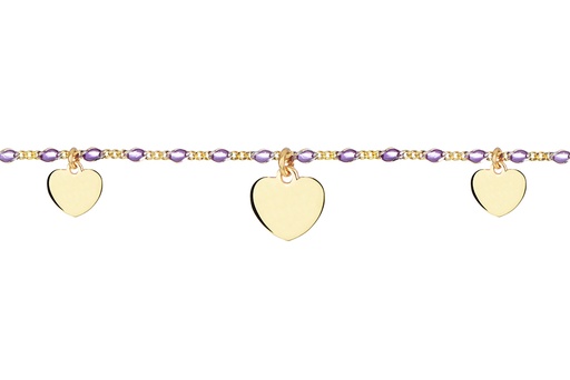 [16900B16E3EAMDO] Sterling silver three hearts enamel bracelet