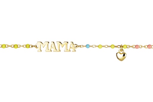 [16911B16E3EMXDO] Sterling silver mix colour enamel mama bracelet