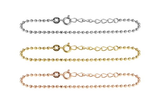 Sterling silver diamond cut 200 bead chain bracelet