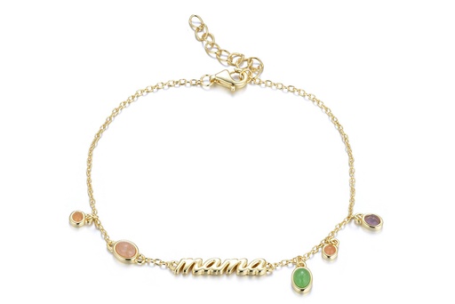 [17125B16E3RMXDO] Pulsera plata 925 mama 3x20mm con piedras semipreciosas