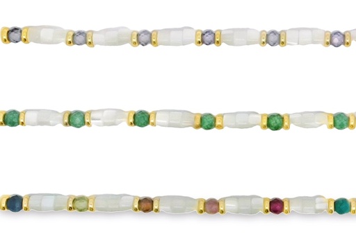 Sterling silver zirconia & mop bracelet