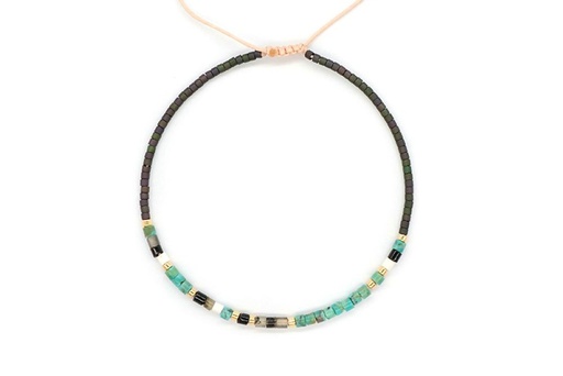 [17283BRMXDO] Pulsera mijuki cierre ajustable macramé con piedras semipreciosas