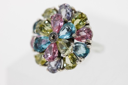 Anillo plata marquesita y cz 