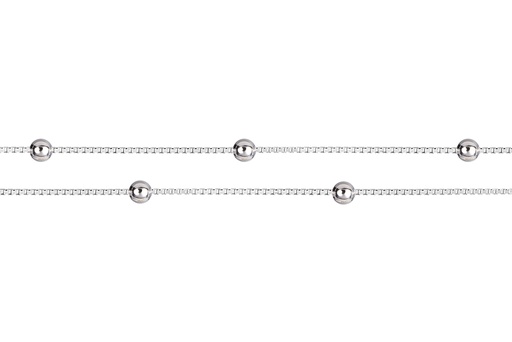 [17364A20E5PL] Tobillera plata 925 doble cadena bolas 3mm