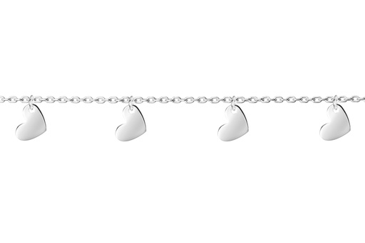[17365A20E5PL] Sterling silver hearts anklet