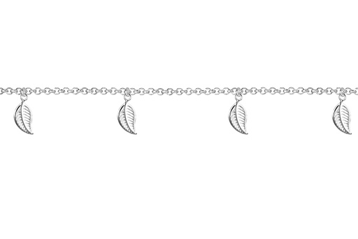 [17368A20E5PL] Sterling silver leaves anklet