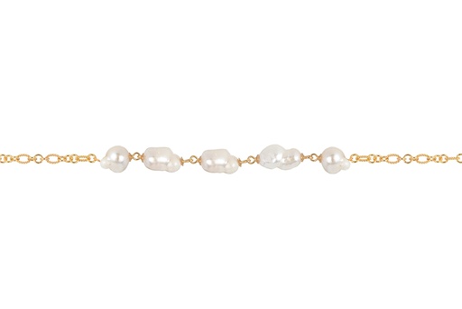 [17369B1900PBLDO] Sterling silver irregular shape five baroque freshwater cultured pearl bracelet