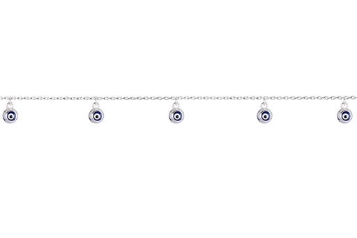 [17380A20E5EMXPL] Sterling silver enamel turkish eye anklet