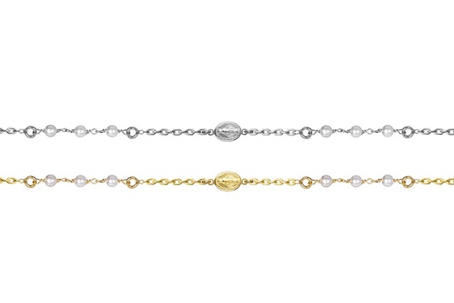 Pulsera plata 925 virgen 12x6mm y perlas 3mm