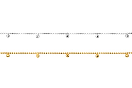 Tobillera plata 925 cadena bolas con bolitas 2.5mm