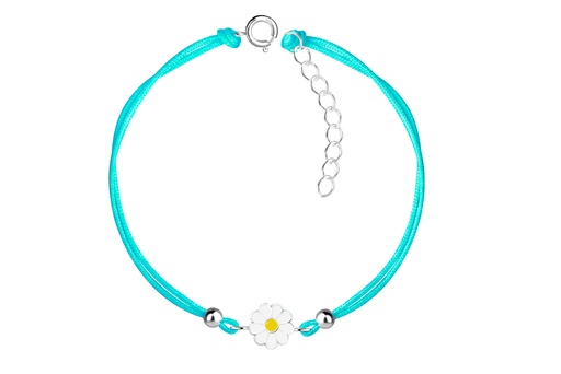 [17425B12E3EBLPL] Pulsera plata 925 infantil margarita 7mm de esmalte