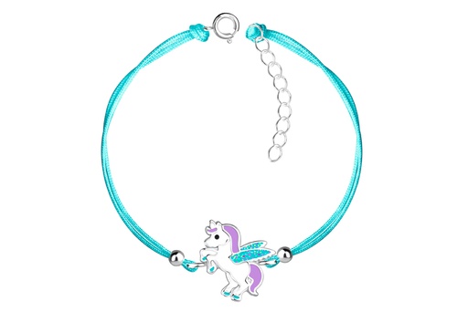 [17427B12E3EMXPL] Sterling silver enamel 8x9mm unicorn kids bracelet