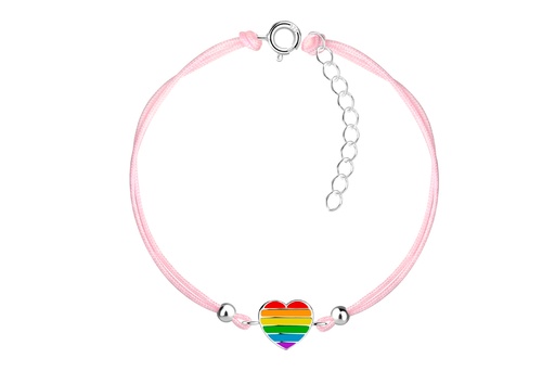 [17433B12E3EMXPL] Sterling silver enamel mix colours heart bracelet