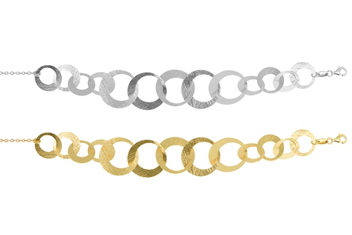 Pulsera plata 925 circulos planos enlazados