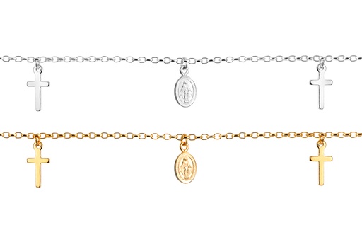 Sterling silver religious symbols bracelet