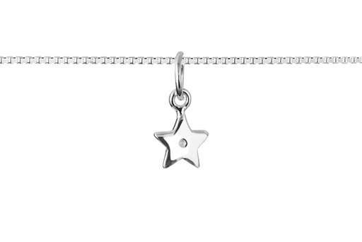 [17840A2500PL] Sterling silver 8x6mm star and heart sliding clasp anklet