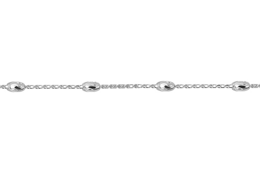 [17841A2500PL] Sterling silver 5x3mm oval anklet