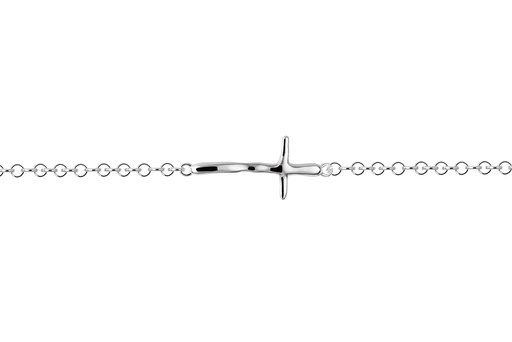 [17850B17E2PL] Pulsera plata 925 cruz apaisada irregular 13x31mm