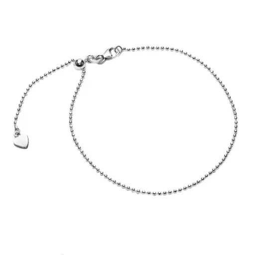 [17934APL] Sterling silver ball chain with 5mm sliding closure ball anklet