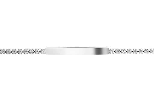 [17967B16E3ZBLRD] Sterling silver tennis with 31x3mm engravable plaque bracelet
