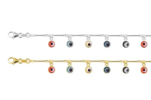 Sterling silver enamel evil eye bracelet