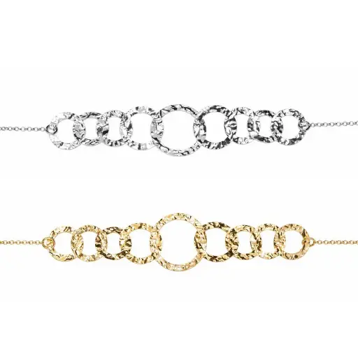 Sterling silver hammered flat circles bracelet