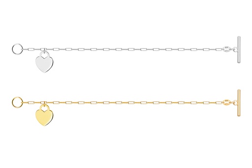 Sterling silver with 15x13mm heart bracelet